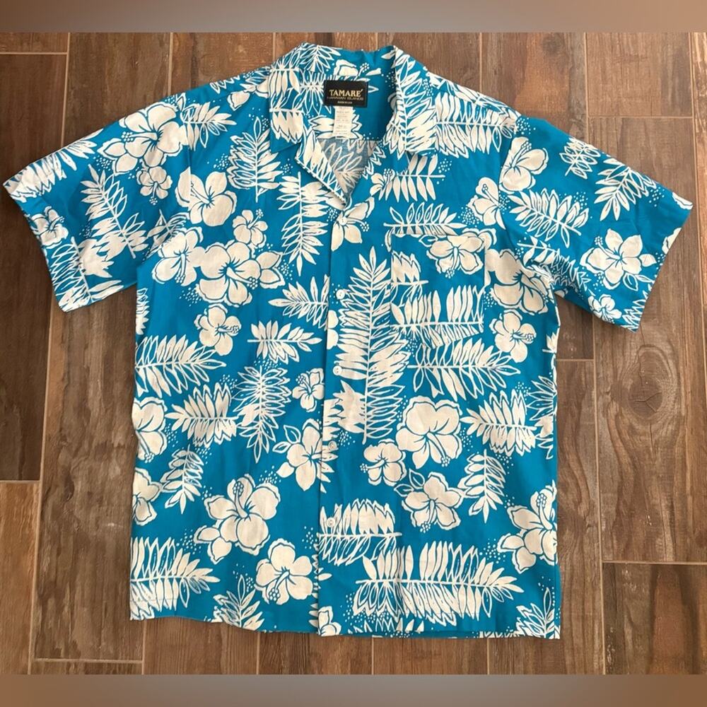 Tamare Vintage Short Sleeve Hawaiian Aloha Floral Button Front Shirt XL Cotton‎